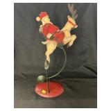 Wooden Christmas Trees w/ Balancing Santa