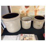 (3) Stoneware Storage Crocks