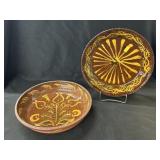 (2) Ned Foltz Redware Plates