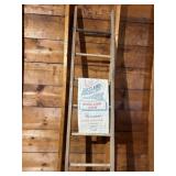Wooden Ladder with Riceland Rice Sack Quilt