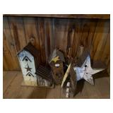 Four Painted Wood Birdhouses