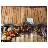 Three Fall Decorative Grapevine Wreaths