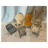 Miniature Dollhouse Chairs Mixed Materials