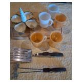 Fire-King Mugs and Kitchen Utensils
