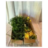 Artificial Greenery and Yellow Flowers