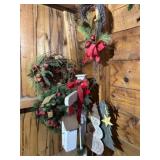 Holiday Wreaths and Wood Decorations