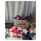 Patriotic Fabric Stars and Americana Decor Lot