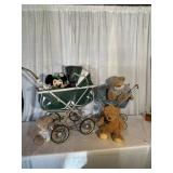 Two Doll Prams with Plush Bears and Minnie Toy