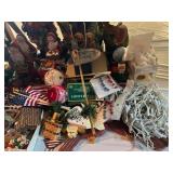 Holiday Decor Lot with Santa Figures and Flags