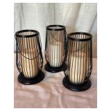 Three Black Metal Candle Lanterns