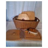 Longaberger Woven Basket With Wooden Inserts