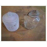 Two Lidded Glass Storage Jars