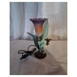Lily-Shaped Glass Table Lamp with Cherub Accent