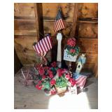 Patriotic Decor Group with Flags and Florals