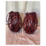Wicker Basket Hanging Lanterns