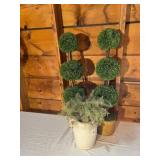 Pair Faux Topiary Arrangements with Pots