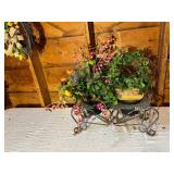 Metal Plant Stand With Two Decorative Planters