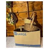 Woven and Wooden Baskets Lot