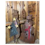 Metal Snowman Yard Sculptures