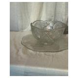 Pressed Glass Bowl and Matching Underplate