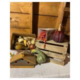 Decorative Gourds and Painted Birdhouse