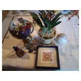 Decorative Items Incl: Ceramic Snowman and Globes