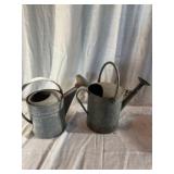 Galvanized Metal Watering Cans, Pair