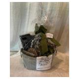 Galvanized Gift Basket with Home Decor Items