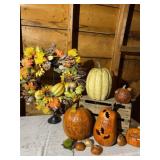 Autumn Wreath With Artificial Gourds and Pumpkins