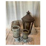 Metal and Wicker Candle Holders