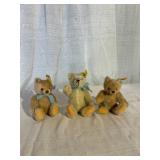 (3) Steiff Mohair Jointed Miniature Teddy Bears