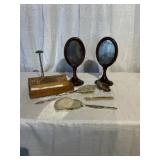 Dresser Set with Hand Mirrors, Brushes and Box