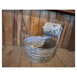 Metal Wash Tub & Sprinkling Can Water Fountain