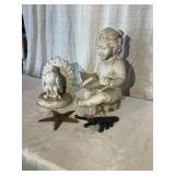 Garden Statues and Cast Iron Decor Group