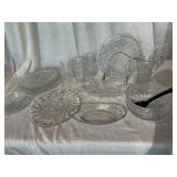 Pressed Glass Servingware and Goblets Lot