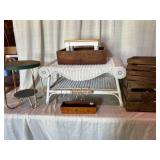 Group of Small Tables and Crates