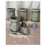 Four Metal Filigree Candle Holders