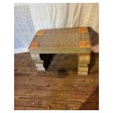 Decorative Cast Stone Garden Bench with Tile Inlay