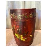 Hand-Painted Wooden Barrel with Fruit Motif