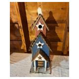 Painted Wood and Metal Double Birdhouse