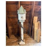 Wooden Birdhouse on Pedestal Stand