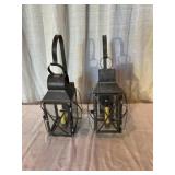 (2) Metal and Glass Hanging Lanterns