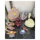 Art Glass Canisters w/ Figurines