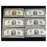 (6) 1976 $2 Bills