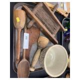 Vintage Wood Kitchen Utensils w/ Winder & Stg. Crk