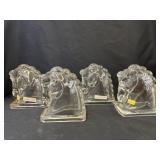 (4) Glass Horse Form Bookends