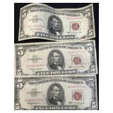 (2) 1963 $5 Red Seal Bills