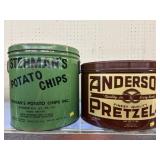 Vintage Chip & Pretzel Tins
