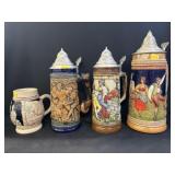 (3) German Beer Steins w/ Mug