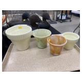 (4) Slag Glass Planters